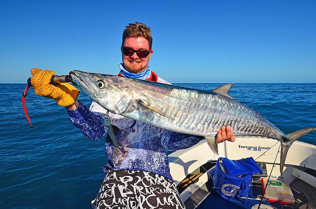 Lee Brake with a nice Spanish mackerel on a Bumpa-Bar Double-up. © Lee Brake